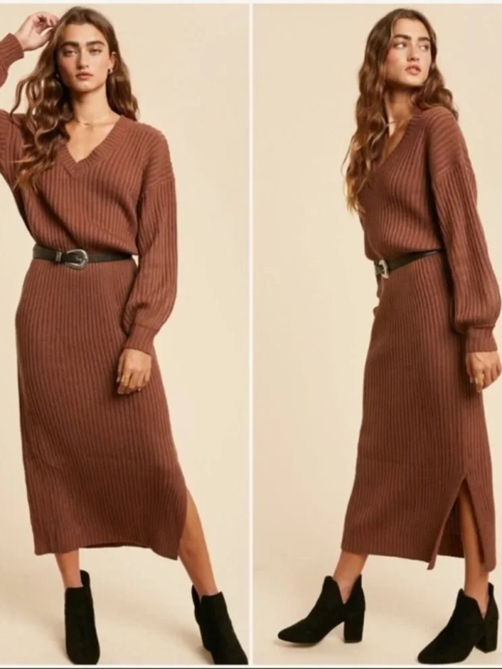 NWOT In Loom Isn't She Lovely Chunky Knit Sweater Midi Dress L